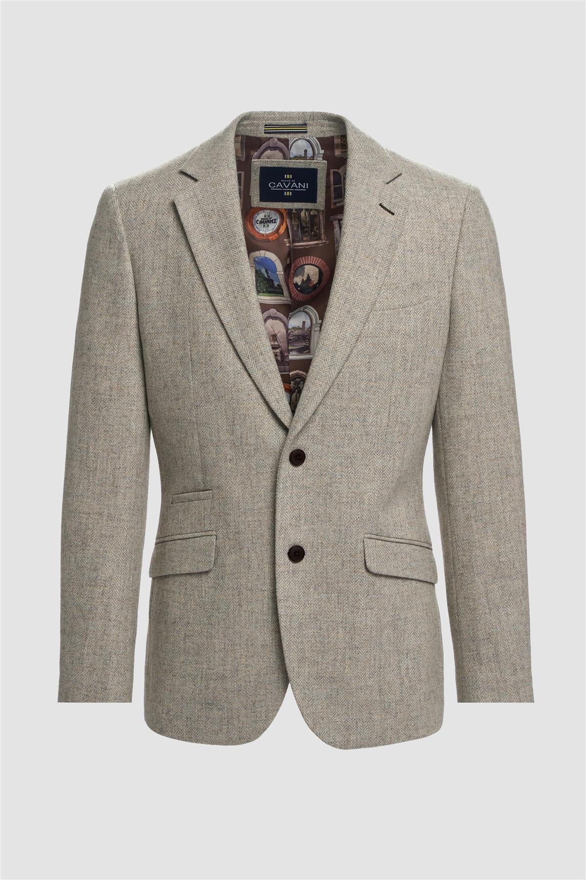 Thomas - Blazer classico in tweed a spina di pesce grigio da uomo