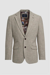 Thomas - Blazer classico in tweed a spina di pesce grigio da uomo