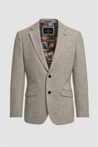 Thomas - Blazer classico in tweed a spina di pesce grigio da uomo