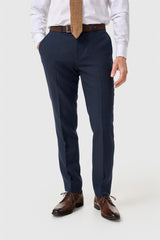 Thomas - Pantaloni da uomo in tweed a spina di pesce in misto lana blu navy