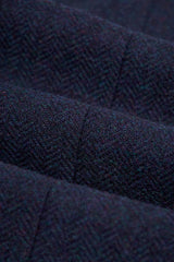 Thomas - Pantaloni da uomo in tweed a spina di pesce in misto lana blu navy