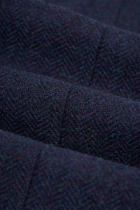 Thomas - Pantaloni da uomo in tweed a spina di pesce in misto lana blu navy