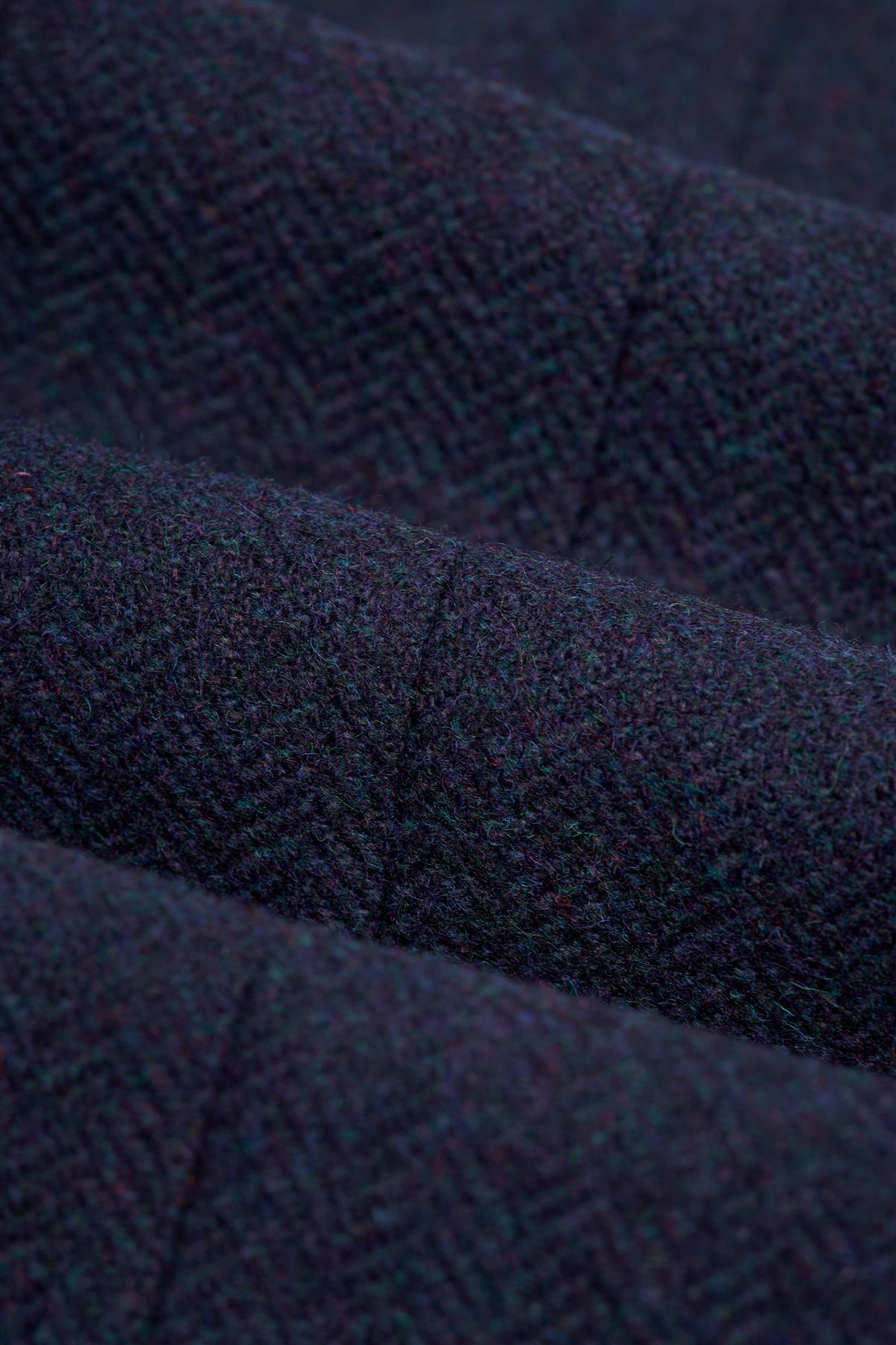 Thomas - Pantaloni da uomo in tweed a spina di pesce in misto lana blu navy