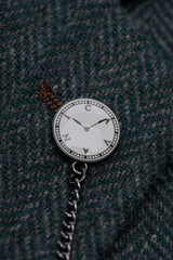 Thomas - Blazer classico da uomo in tweed a spina di pesce verde oliva