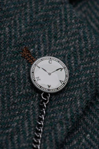 Thomas - Blazer classico da uomo in tweed a spina di pesce verde oliva