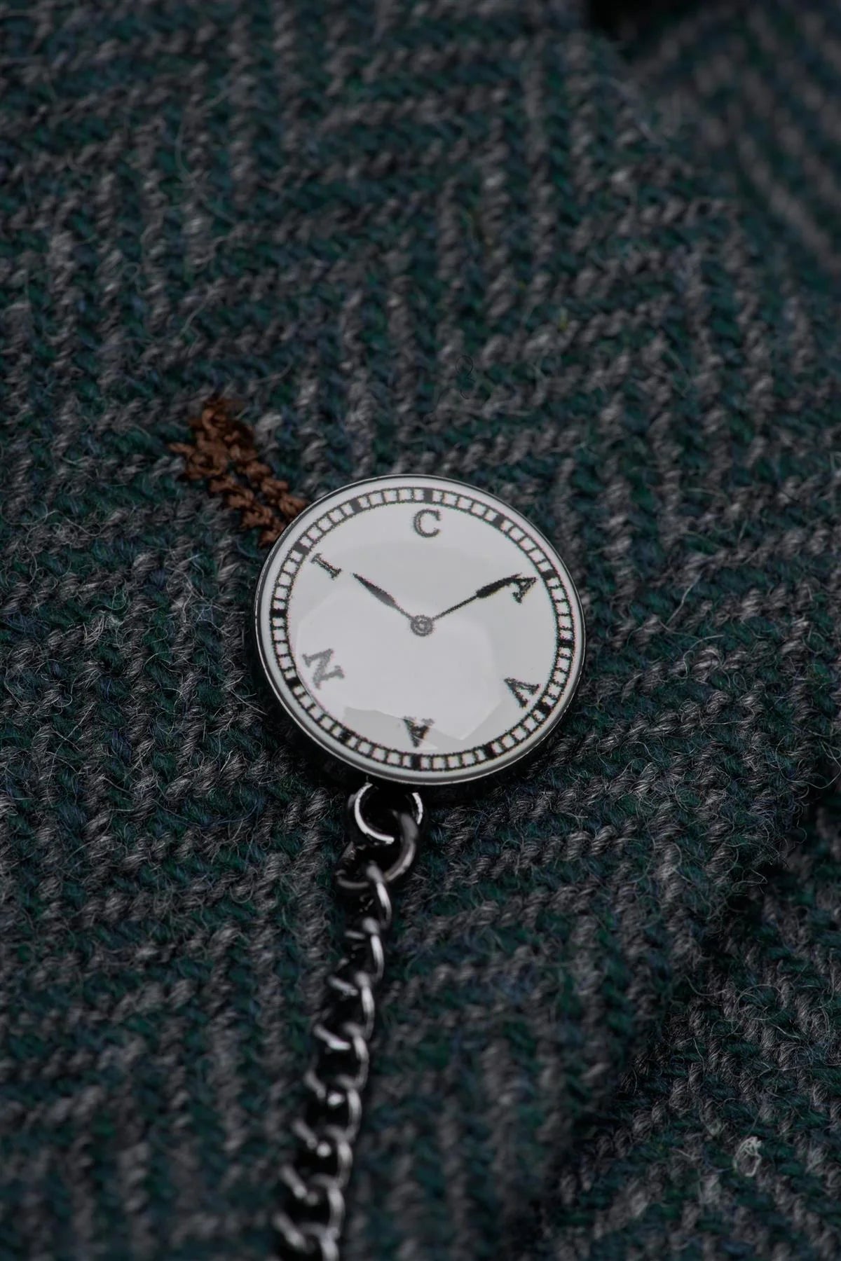 Thomas - Blazer classico da uomo in tweed a spina di pesce verde oliva