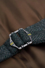 Thomas - Gilet da uomo in tweed a spina di pesce in misto lana color oliva