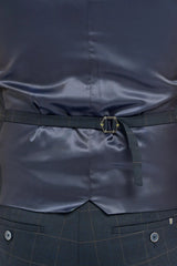 Torino - Gilet doppiopetto a quadri blu navy da uomo