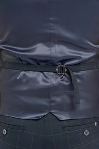 Torino - Gilet doppiopetto a quadri blu navy da uomo