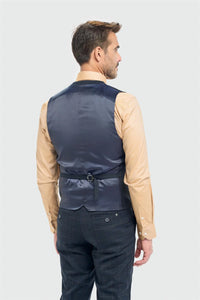 Torino - Gilet doppiopetto a quadri blu navy da uomo