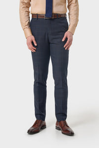 Torino - Pantaloni formali a quadri blu navy da uomo