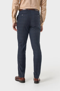 Torino - Pantaloni formali a quadri blu navy da uomo