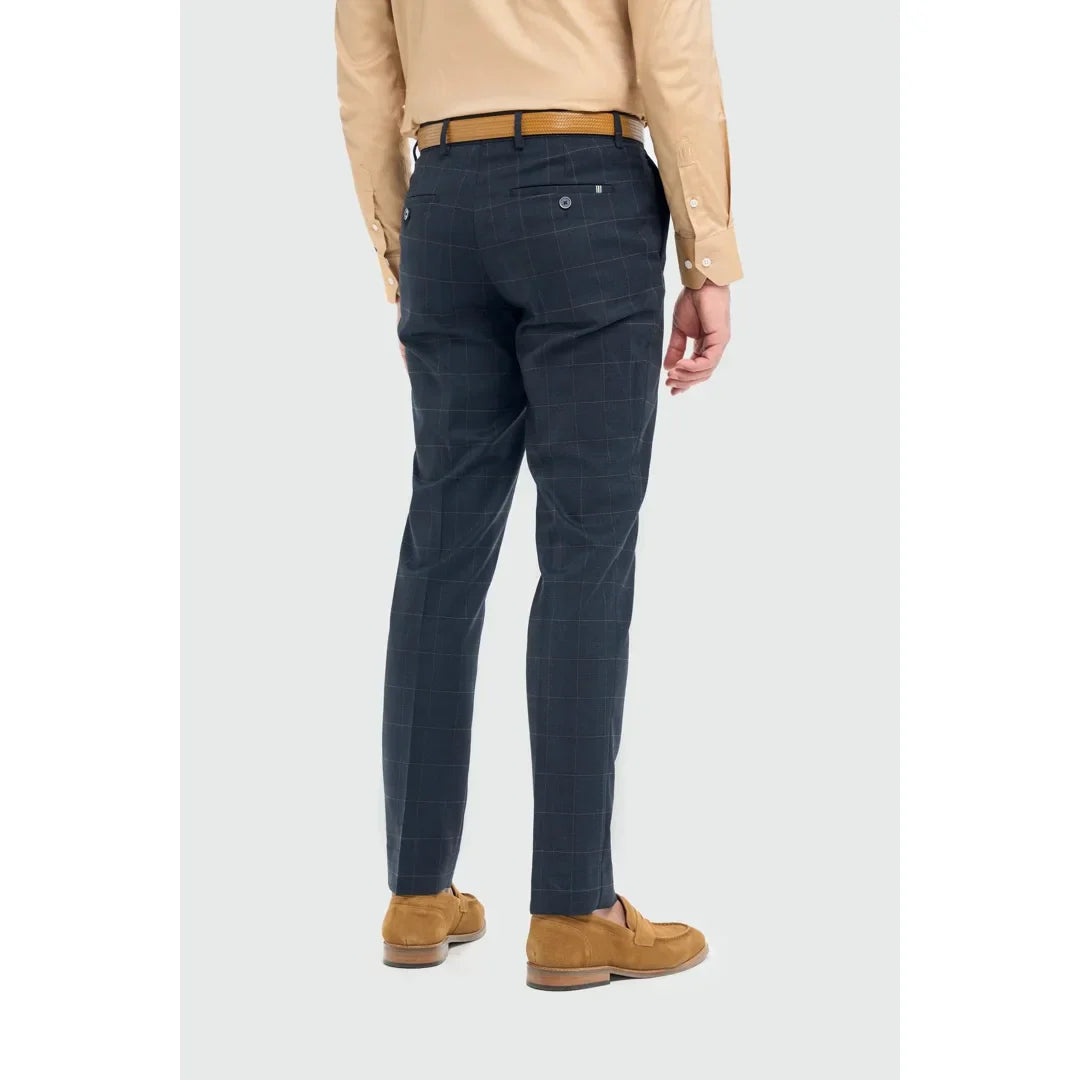 Torino - Pantaloni formali a quadri blu navy da uomo