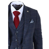 TP-32 - Abito da uomo a tre pezzi in tweed di misto lana blu navy stile Gatsby