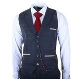 TP-32 - Abito da uomo a tre pezzi in tweed di misto lana blu navy stile Gatsby