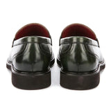 Tristian - Mocassini da uomo in tweed verde con motivo a spina di pesce