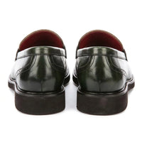 Tristian - Mocassini da uomo in tweed verde con motivo a spina di pesce