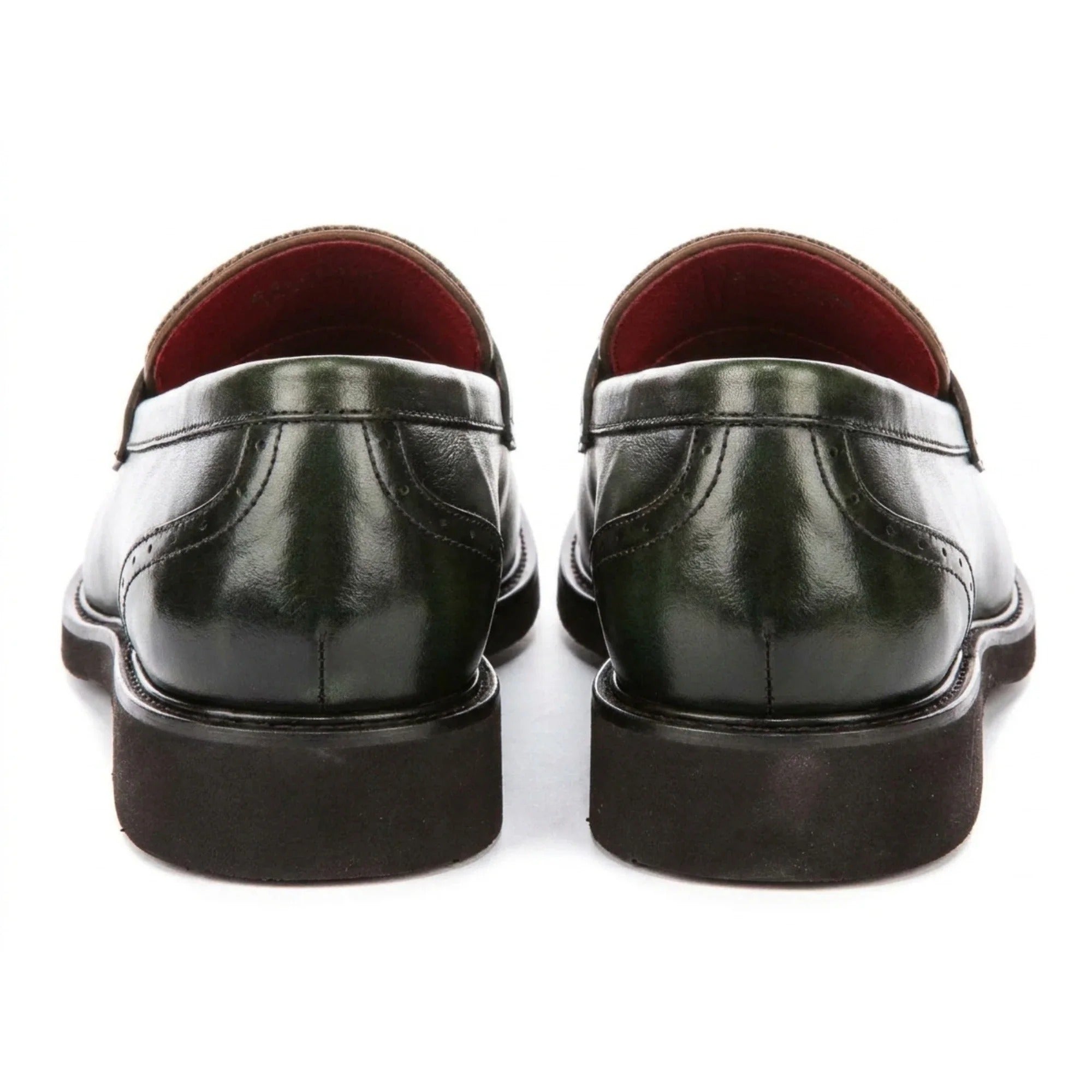 Tristian - Mocassini da uomo in tweed verde con motivo a spina di pesce