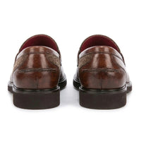 Tristian - Mocassini da uomo in tweed a spina di pesce in pelle marrone chiaro