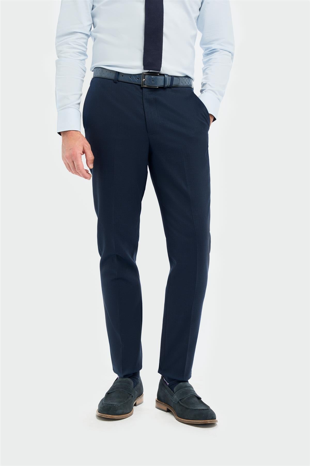 Tropez - Pantaloni formali da uomo blu navy