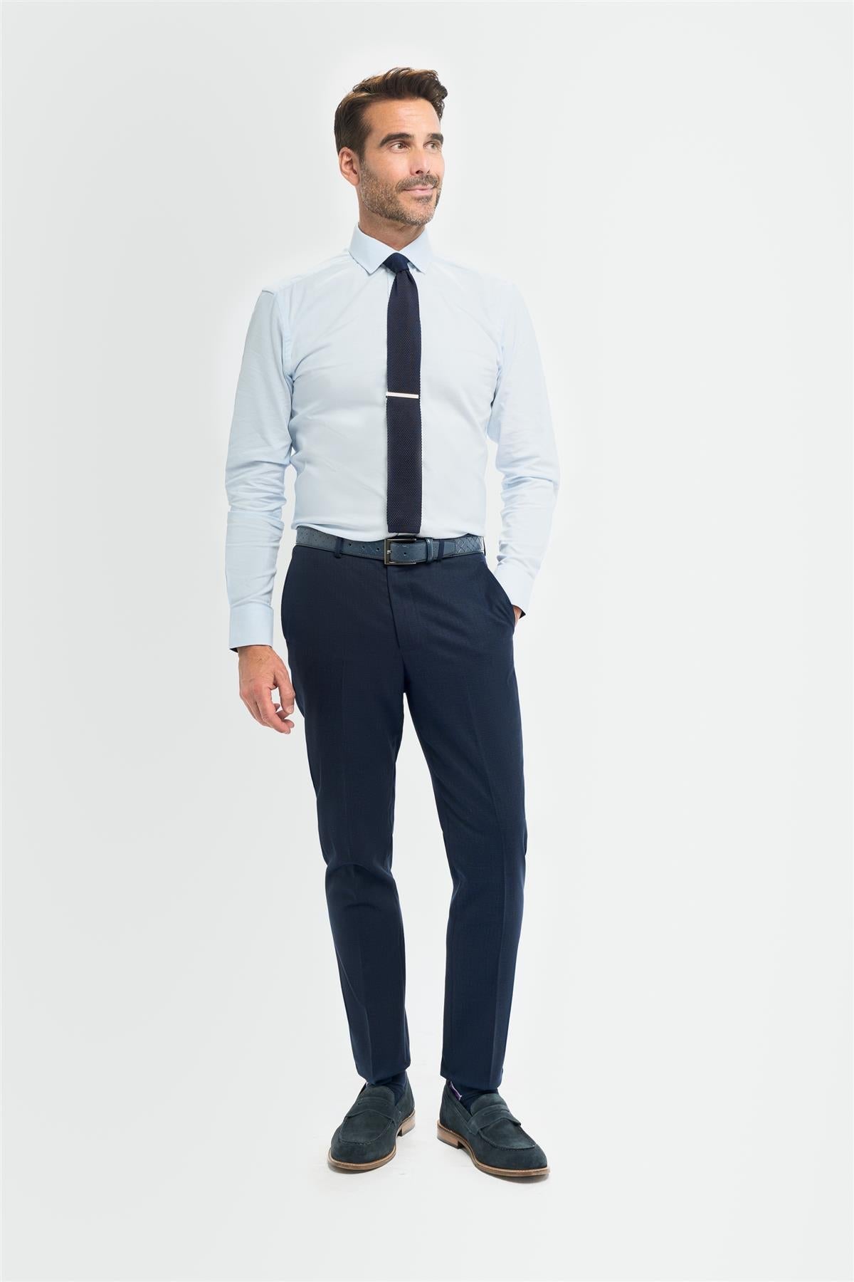 Tropez - Pantaloni formali da uomo blu navy