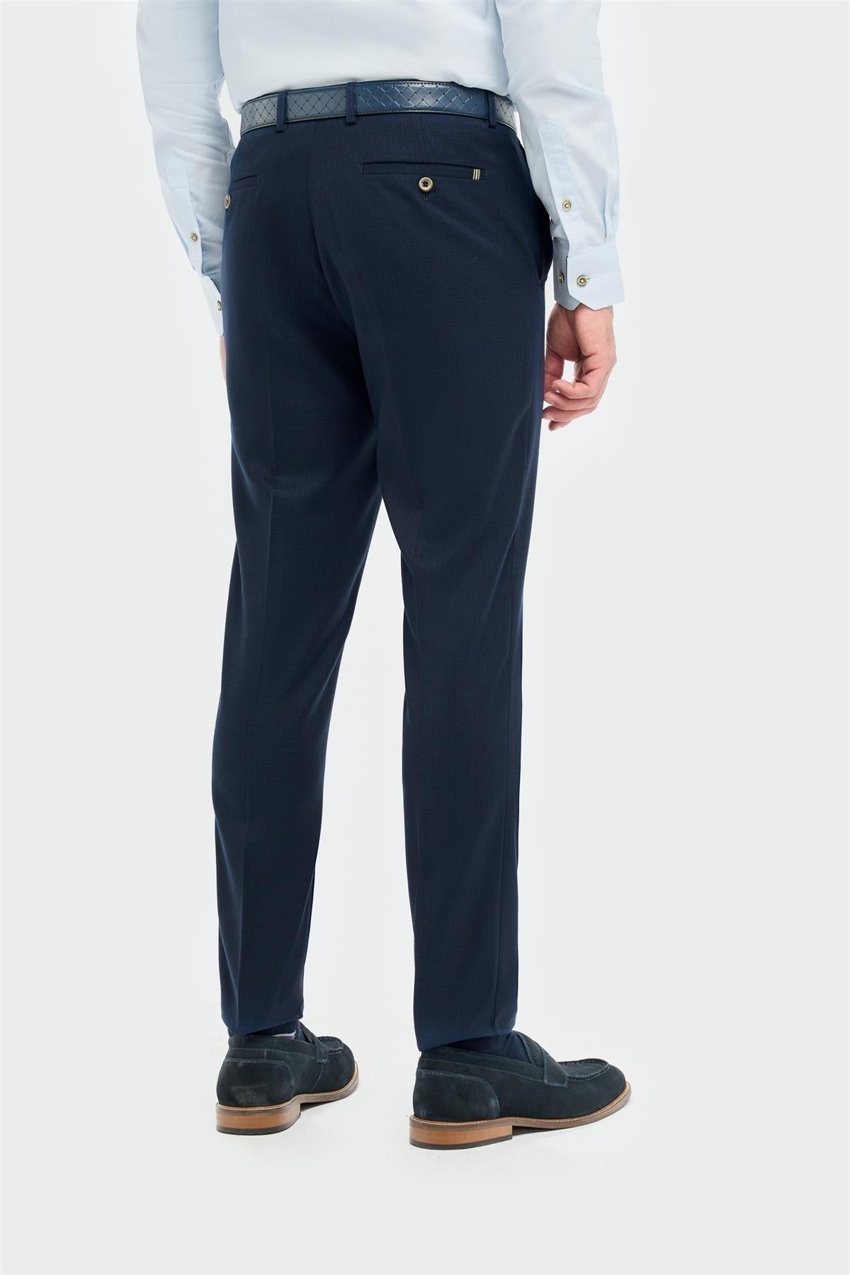 Tropez - Pantaloni formali da uomo blu navy