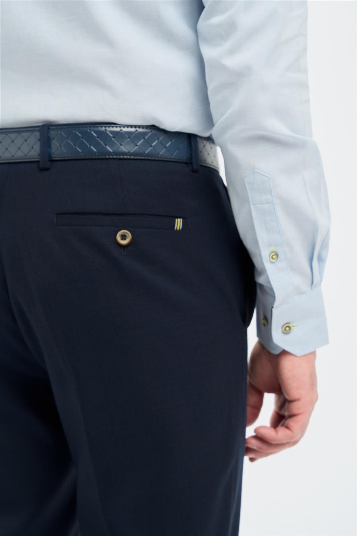 Tropez - Pantaloni formali da uomo blu navy