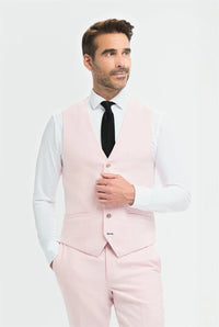 Tropez - Men's 3 Piece Pink Tailored Fit Suit