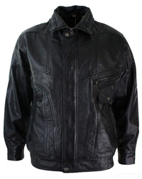 Mens Classic Bomber Black Nubuck Washed Brown Real Leather Jacket-Black