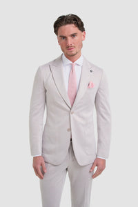Vasco - Blazer da uomo beige a spina di pesce