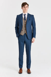Abito Viceroy Navy con gilet a contrasto in tweed Harris Brown.