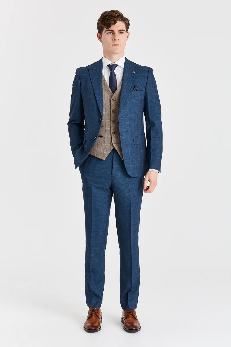 Abito Viceroy Navy con gilet a contrasto in tweed Harris Brown.