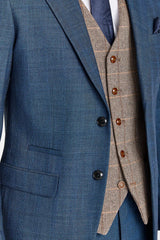Abito Viceroy Navy con gilet a contrasto in tweed Harris Brown.