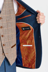 Abito Viceroy Navy con gilet a contrasto in tweed Harris Brown.