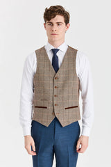 Abito Viceroy Navy con gilet a contrasto in tweed Harris Brown.