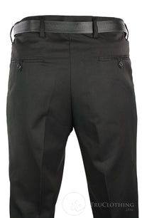 Mens Black Smart Work Office Wedding Trousers W Belt Short Reg Long