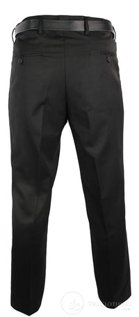 Mens Black Smart Work Office Wedding Trousers W Belt Short Reg Long