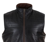 Mens Black & Brown Reversible Leather Gilet