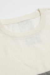 T-shirt da uomo in maglia a blocchi di colore bianco e nero