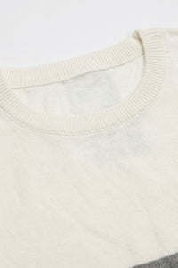 T-shirt da uomo in maglia a blocchi di colore bianco e nero