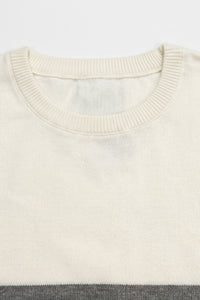 T-shirt da uomo in maglia a blocchi di colore bianco e nero