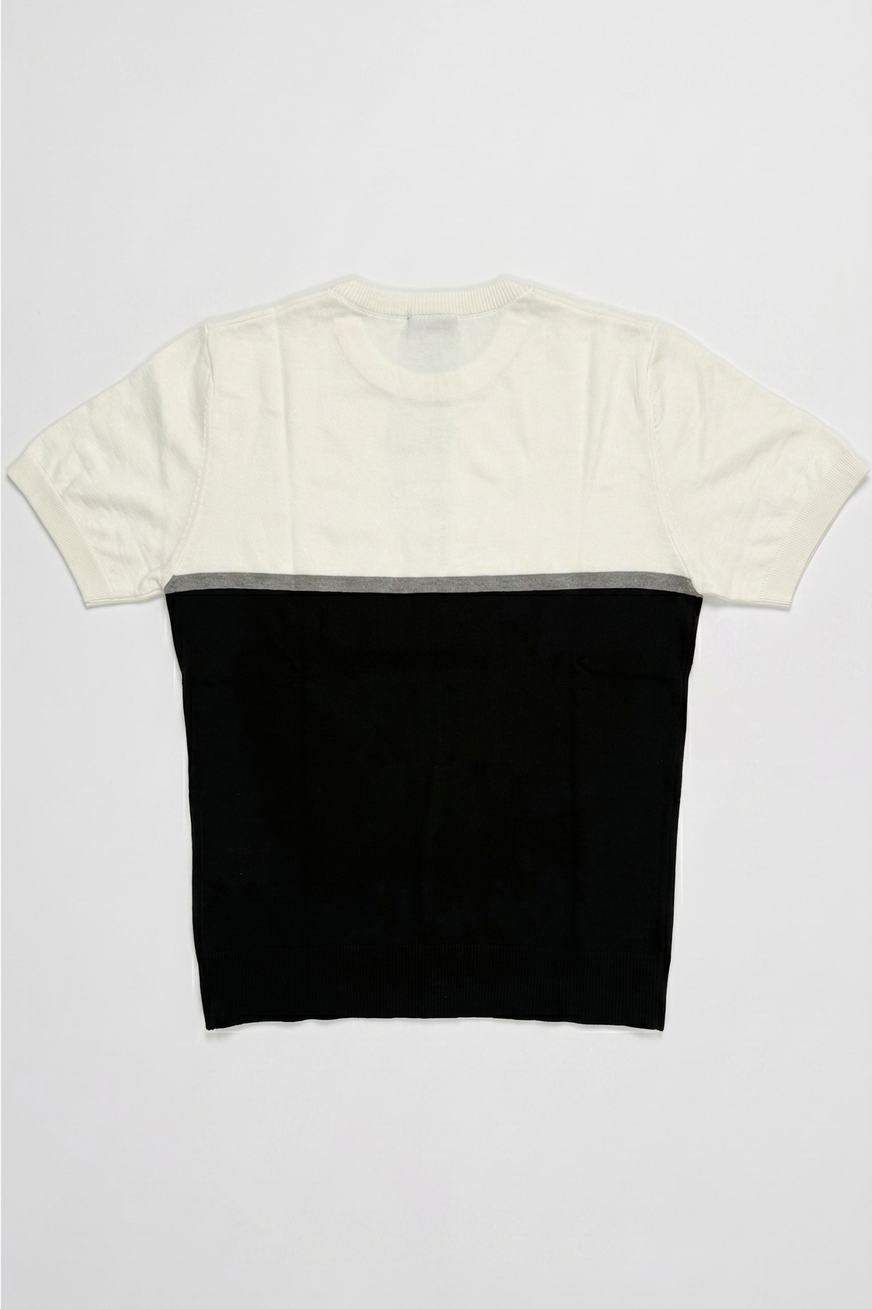 T-shirt da uomo in maglia a blocchi di colore bianco e nero