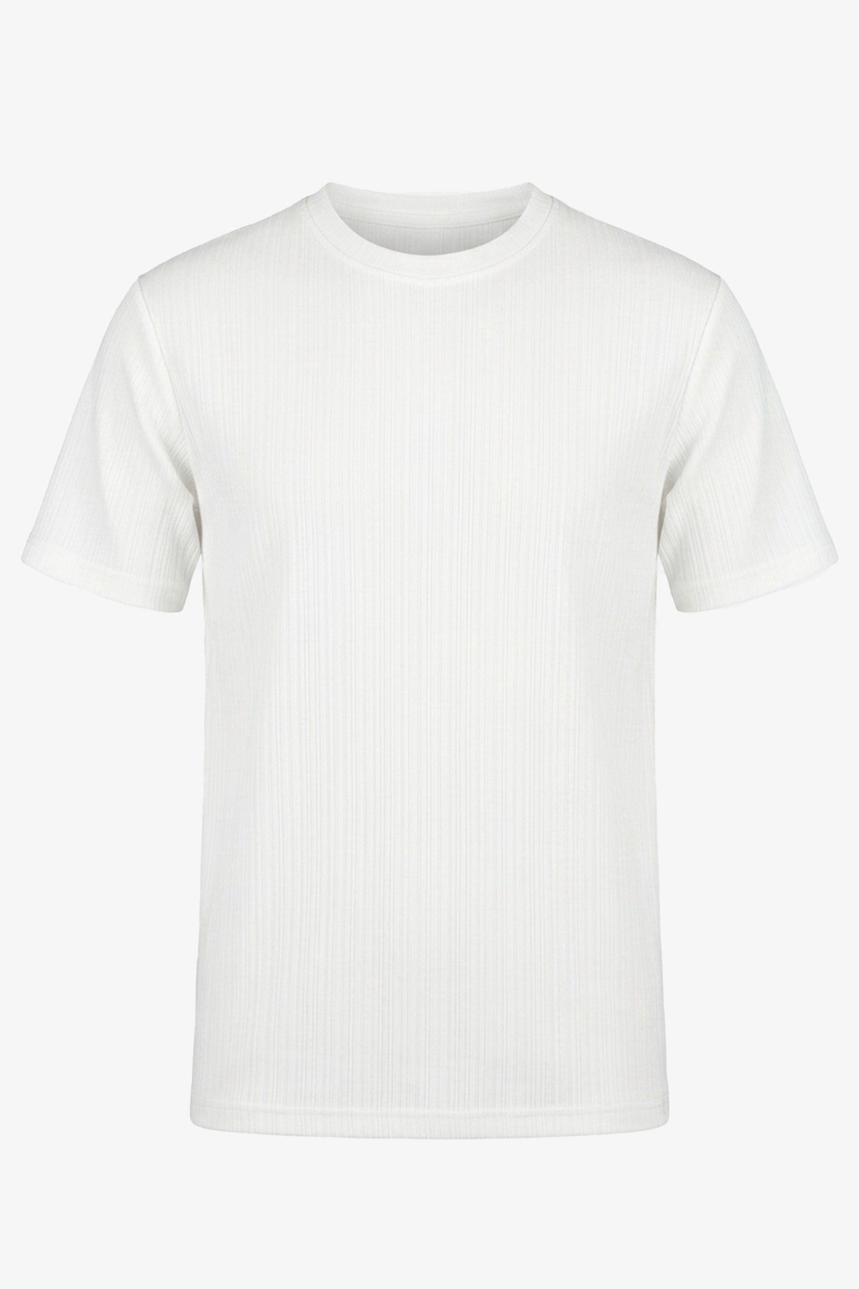 T-shirt classica bianca a coste da uomo
