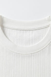 T-shirt classica bianca a coste da uomo