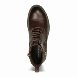 Willem - Stivali militari da uomo in pelle marrone bordeaux