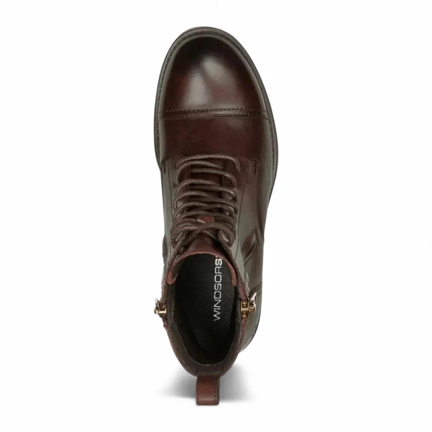 Willem - Stivali militari da uomo in pelle marrone bordeaux