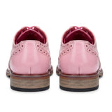 Wolf - Scarpe eleganti da uomo modello brogue con punta a coda di rondine e stampa floreale rosa