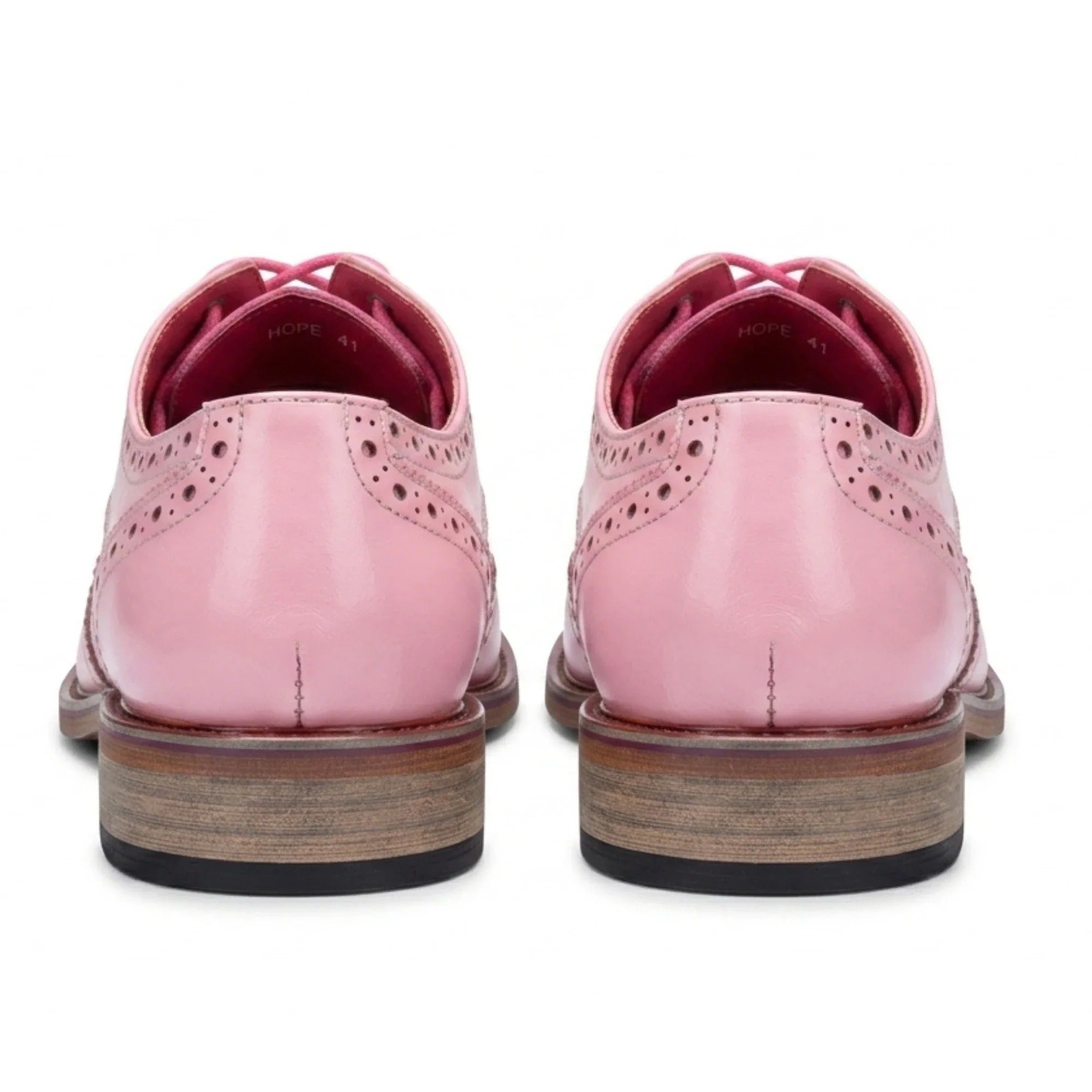Wolf - Scarpe eleganti da uomo modello brogue con punta a coda di rondine e stampa floreale rosa