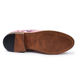 Wolf - Scarpe eleganti da uomo modello brogue con punta a coda di rondine e stampa floreale rosa