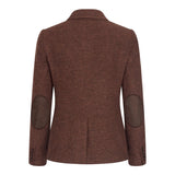 WS-12 - Blazer da donna in tweed a spina di pesce in lana marrone ruggine